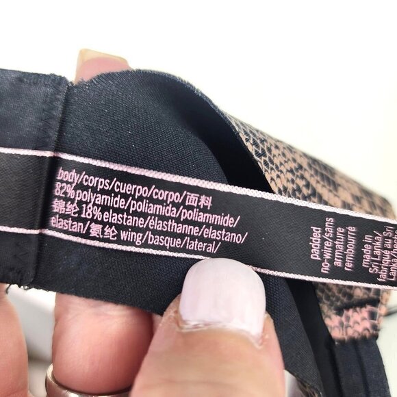 NEW Victoria's Secret Padded No-Wire Push Up Bra Pink Snake Print 32DD - Picture 9 of 12